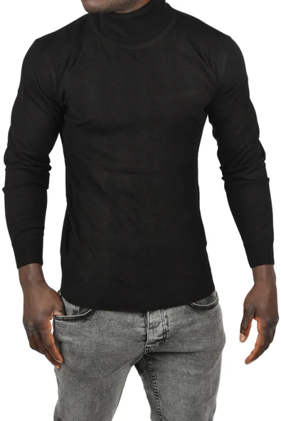 DeepSEA Slim Fit Baklava Desenli Tam Balıkçı Yaka Boğazlı Triko Balıkçı Yaka Kazak 2505507 ürün görseli 1