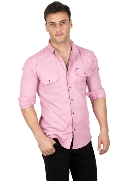 DeepSEA Slim Fit Dar Kesim Pamuklu Spor Gömlek Çıtçıtlı Likralı Gabardin Gömlek 2300421 ürün görseli 1
