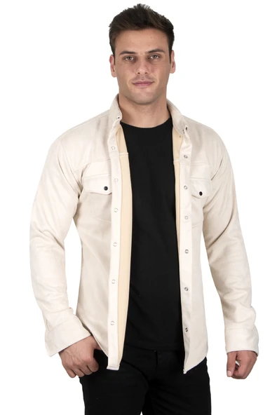 DeepSEA Kırışmayan Süet Kumaş ÇıtÇıtlı Cepli Slim Fit Mevsimlik Gömlek 2302329 ürün görseli 1