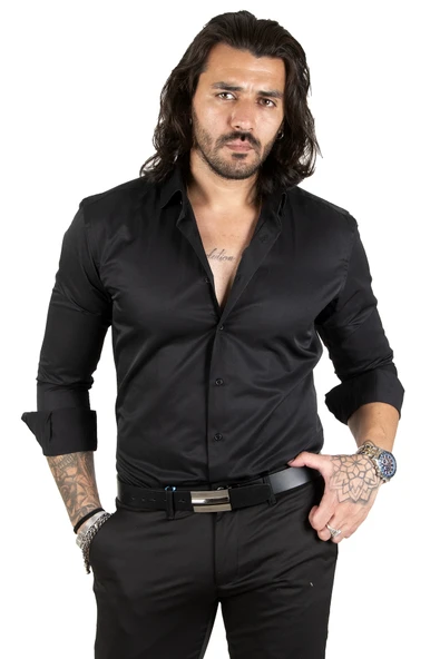 DeepSEA Dik Yaka Slim Fit Kesim Pamuk Saten Erkek Gömlek 2209615 ürün görseli 1