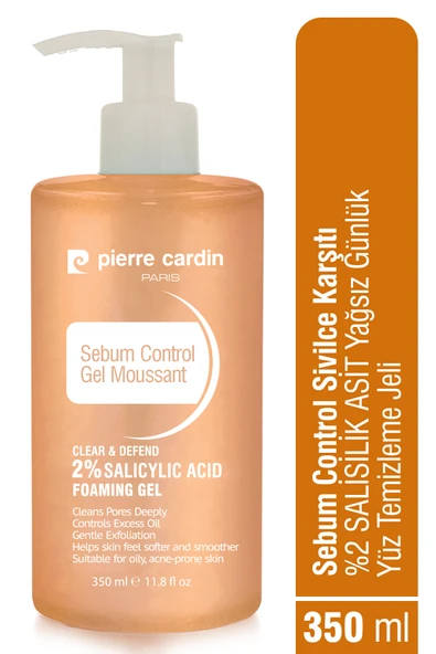 Pierre Cardin Sebum Control Sivilce Karşıtı %2 SALİSİLİK ASİT Yağsız Günlük Yüz Temizleme Jeli 350 ml ürün görseli 1