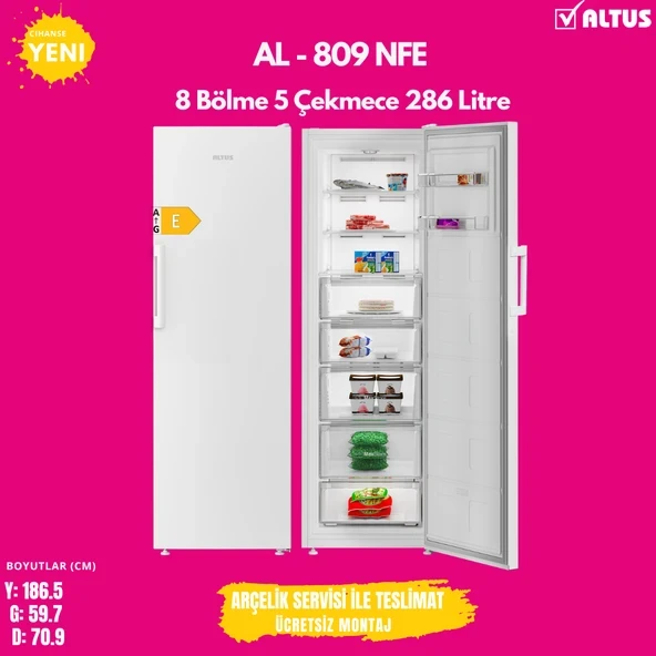 Altus AL 809 NFE 5 Çekmeceli Dikey Derin Dondurucu ürün görseli 1