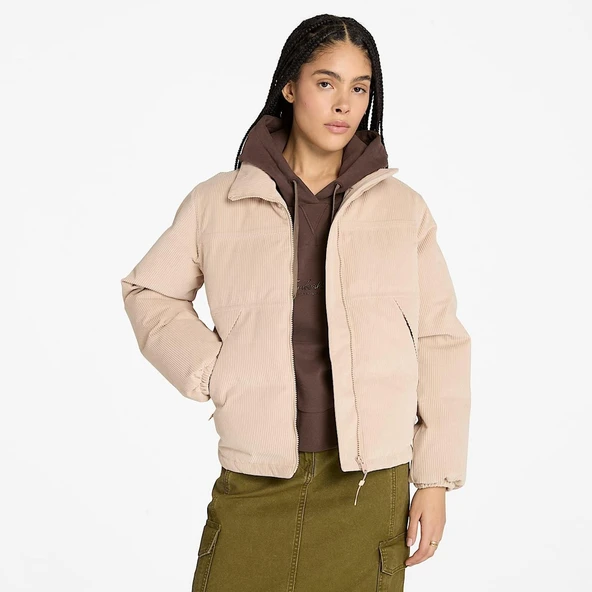 Timberland Kadın Bej Welch Mountain Su Geçirmez Fitilli Kadife Şişme Mont TB0A2R1DEYK1 ürün görseli 1