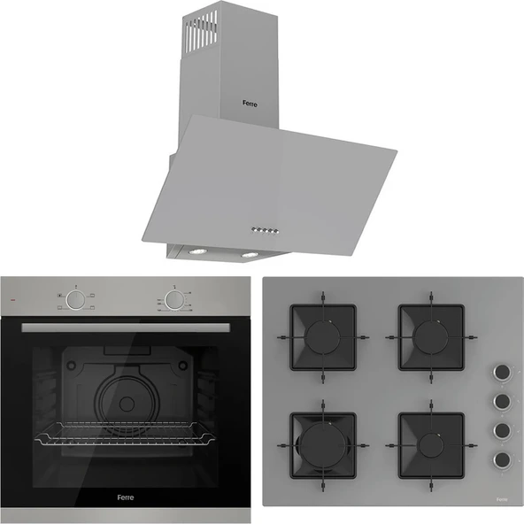 Ferre XE61MDV - SS208 - D088 4 Prog. Mekanik Statik XL 78 Litre Ankastre Set - Gri ürün görseli 1