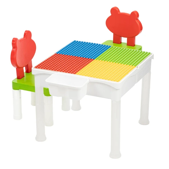 Lego Duplo Uyumlu 2 Sandalyeli 81 Parça Bloklu Mega Aktivite Masası ürün görseli 1