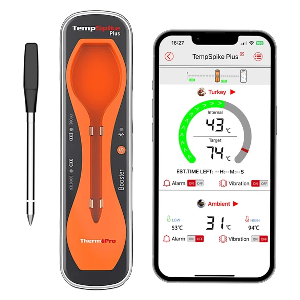 Thermopro TP970 Şarjlı 182m Kablosuz Alarmlı 1Problu Telefon Kontrollü Profesyonel Gıda Termometresi ürün görseli 1