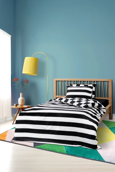 Cozy Home Mono Tek Kişilik Lastikli Çarşaflı Nevresim Takımı Code Siyah ürün görseli 1