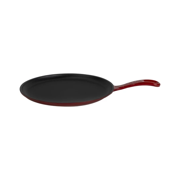 Lava Döküm Yuvarlak Pizza Krep Pankek Tavası Döküm Demir Yekpare Saplı Çap(Ø)20cm.-Bordo ürün görseli 1