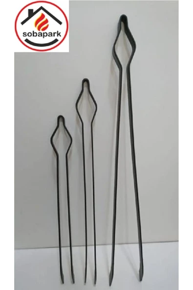 sobapark Demir Maşa Seti Ateş Maşası Köz Maşası Odun Kömür Kestane Mangal Maşası 3'lü Maşa Seti 40-50-60 cm ürün görseli 1
