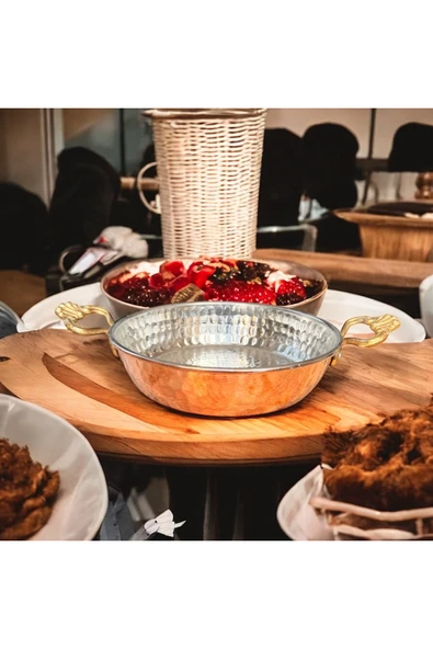 MY ZEY Yumurta Menemen Bakır Tava Çekiç Dövme 18 cm ürün görseli 1