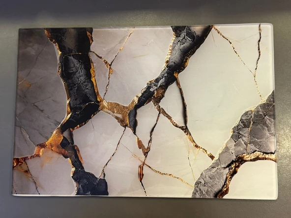 Coşev Temperli Kırılmaz Cam Kesim Panosu 20x30cm Mermer Desen2 ürün görseli 1