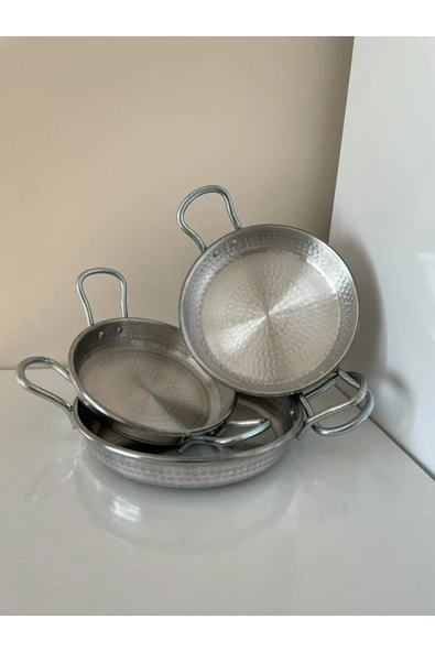 sobapark Aliminyum Tava Seti Sahan Seti Bakır Görünümlü Tava Seti 18+20+22 Cm ürün görseli 1