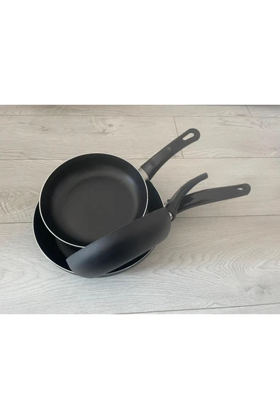 sobapark Teflon Tava Seti 16+20+24 Cm MAT SİYAH Renk Teflon Tava Seti Yanmaz Yapışmaz 3'lü Tava Seti ürün görseli 1