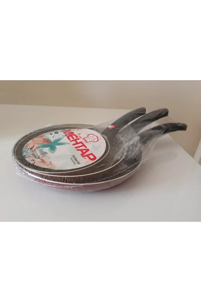 Mehtap 3'lü Tava Seti 18 + 22 + 26 Cm Bordo ürün görseli 1