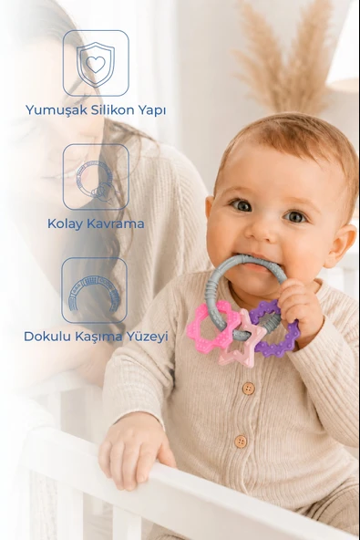 Babyjem Silikon Halka Diş Kaşıyıcı Pembe ürün görseli 1