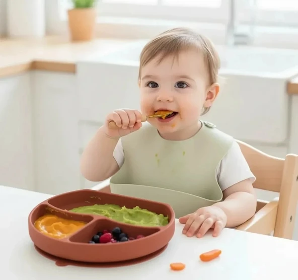 Babyjem Vakum Tabanlı Sabitlenebilir Silikon Tabak Mocha ürün görseli 1