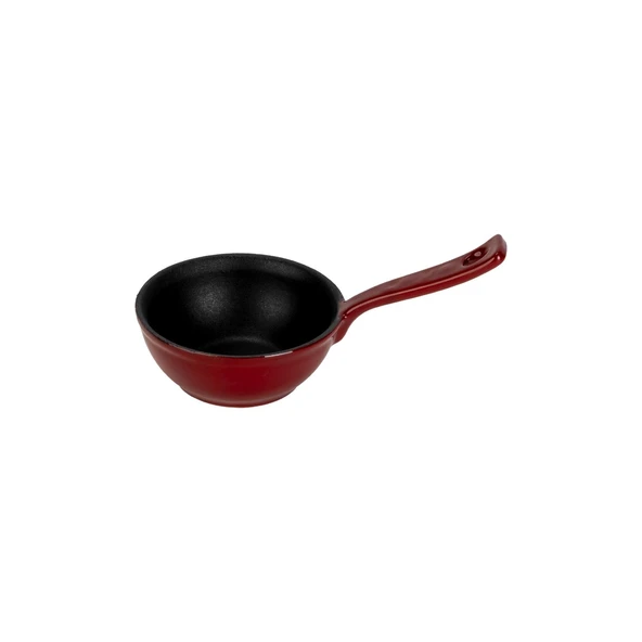 Lava Döküm Yuvarlak Sufle Sos Kabı Döküm Demir Yekpare Saplı Çap(Ø)7cm.-Bordo ürün görseli 1
