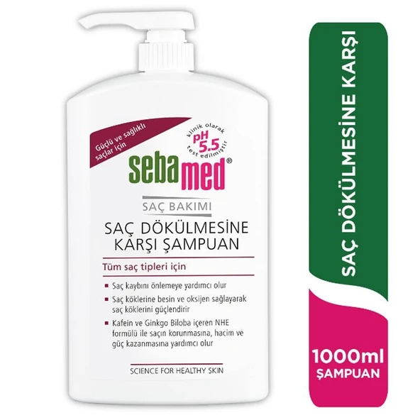 Sebamed Saç Dökülmesine Karşı Güçlendirici Etkili Kafein ve Ginkgo Biloba İçerikli Şampuan 1000 ml ürün görseli 1