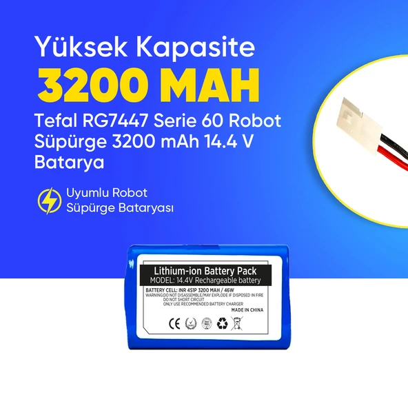 Tefal RG7447 Serie 60 Robot Süpürge 3200 mAh 14.4 V  Batarya – Orjinal Uyumlu Uzun Ömürlü, Yüksek Performans Pil ürün görseli 1