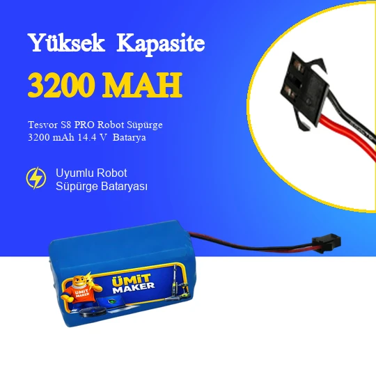 Tesvor S8 PRO Robot Süpürge 3200 mAh 14.4 V  Batarya – Orjinal Uyumlu Uzun Ömürlü, Yüksek Performans Pil ürün görseli 1