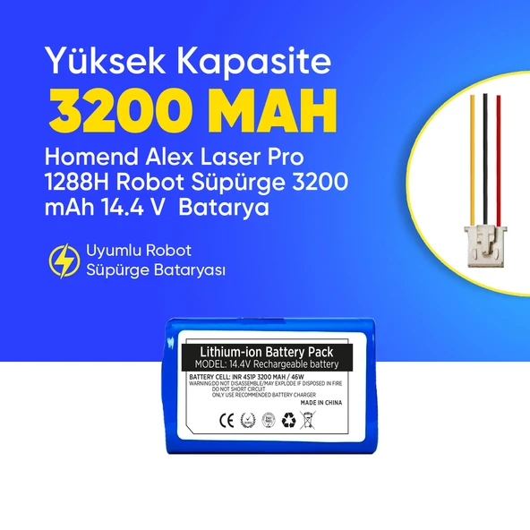 Homend Alex Laser Pro 1288H Robot Süpürge 3200 mAh 14.4 V  Batarya – Orjinal Uyumlu Uzun Ömürlü, Yüksek Performans Pil ürün görseli 1