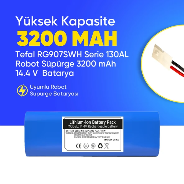 Tefal RG907SWH Serie 130AL Robot Süpürge 3200 mAh 14.4 V  Batarya – Orjinal Uyumlu Uzun Ömürlü, Yüksek Performans Pil ürün görseli 1
