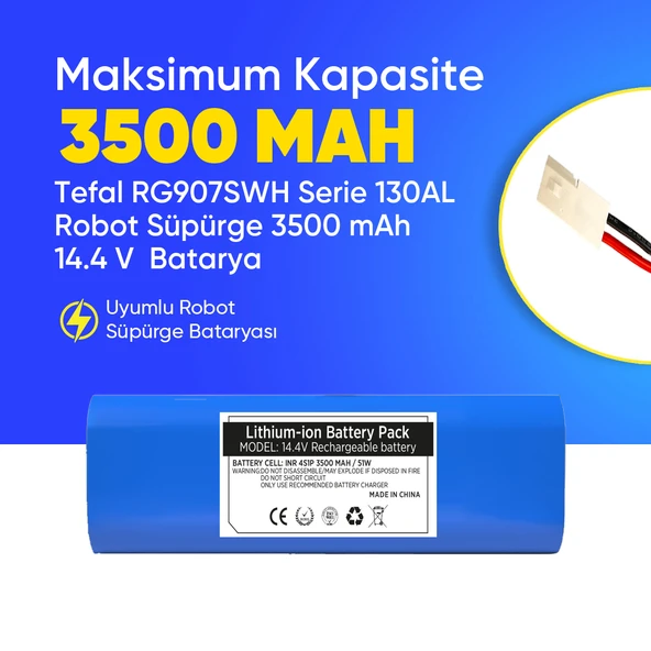 Tefal RG907SWH Serie 130AL Robot Süpürge 3500 mAh 14.4 V  Batarya – Orjinal Uyumlu Uzun Ömürlü, Yüksek Performans Pil ürün görseli 1