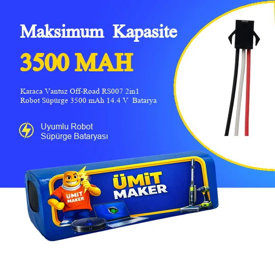Karaca Vantuz Off-Road RS007 2in1 Robot Süpürge 3500 mAh 14.4 V  Batarya – Orjinal Uyumlu Uzun Ömürlü, Yüksek Performans Pil ürün görseli 1