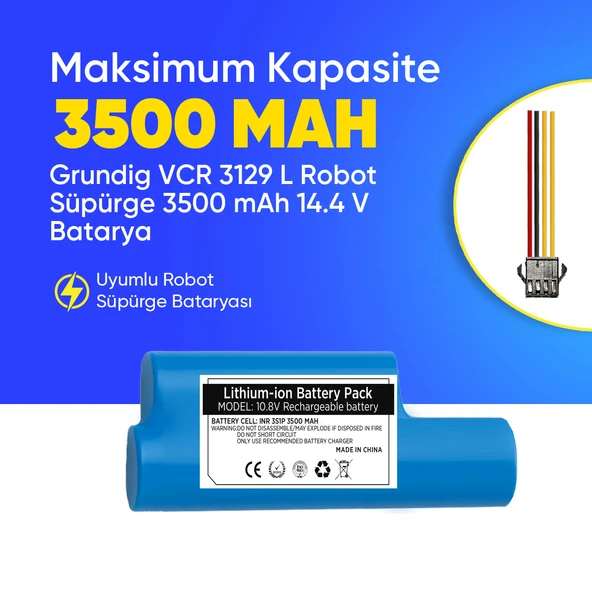 Grundig VCR 3129 L Robot Süpürge 3500 mAh 10,8 V  Batarya – Orjinal Uyumlu Uzun Ömürlü, Yüksek Performans Pil ürün görseli 1