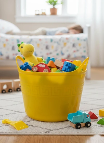 Sepeti  Sarı, Esnek Plastik Kova – 20 Litre, Temizli Kovası, Esneyebilen Oyuncak ve Çamaşır Sepeti ürün görseli 1