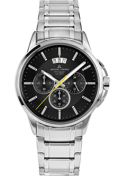 Jacques Lemans Sydney JL.1-1542D Quartz Çelik Gri Siyah Kadran 10 ATM 42 mm Erkek Kol Saati ürün görseli 1