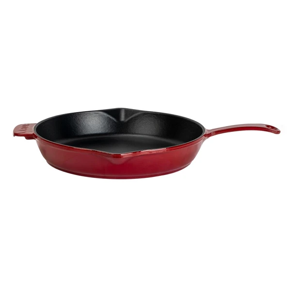 Lava Döküm Yuvarlak Kızartma Tavası Döküm Demir Yekpare Saplı. Çap(Ø)30cm-Bordo ürün görseli 1