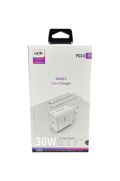C313 Safe Tip-c Lightning Kablolu 30w Hızlı Şarj Cihazı ürün görseli 1