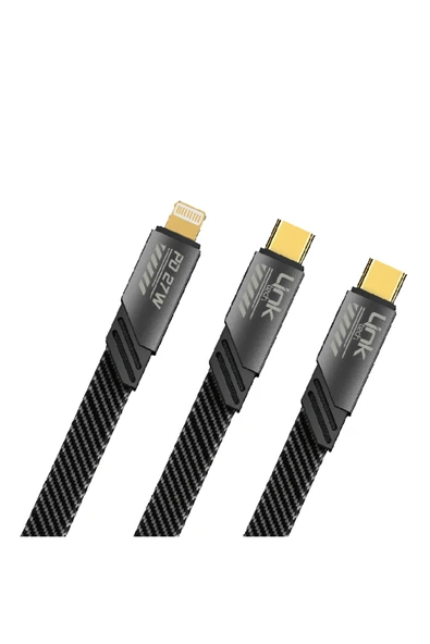 K475 Mecha Style 2in1 Type-c Lightning 65w 20w Şarj Kablosu ürün görseli 1