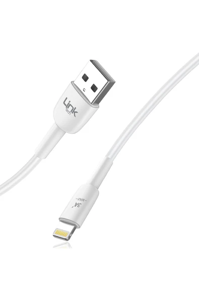 K606 Usb - Iph Lightning 3a 2mt Şarj Kablosu Beyaz ürün görseli 1