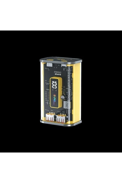 C122 Strong 10000 Mah Pd 22.5w Şeffaf Transparan Powerbank Sarı ürün görseli 1