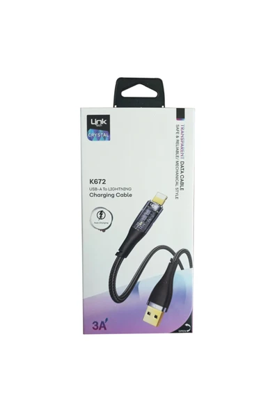 K672 Usb - Lightning 20w 3a 1.3m Örgü Şarj Kablosu - Resim 3