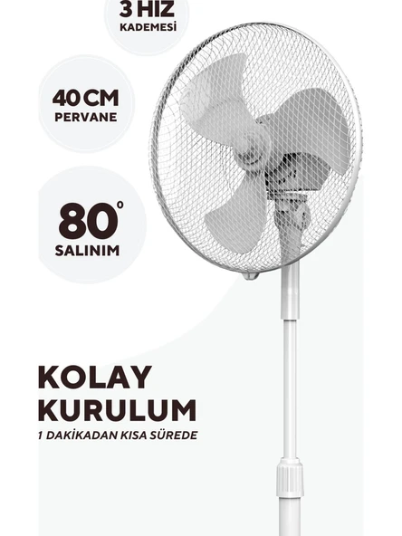 KUMTEL Beyaz Vantilatör 16'' (3P) Ktf-290 - Resim 3