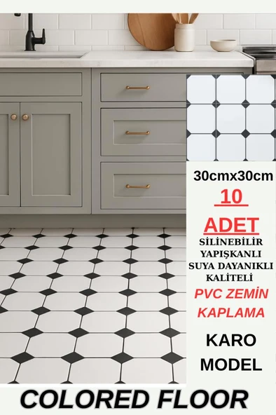 30cm x 30cm 10 Adet Yapışkanlı Karo Floor Pvc Panel Yer Zemin Kaplama Paneli Arkası Kauçuklu 3319 ürün görseli 1