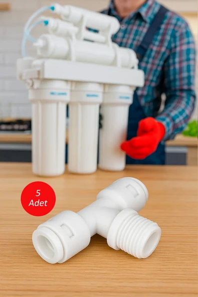 Watergold Su Arıtma Cihazı T Filtre Bağlantı Nipeli 1/4 Inç Quick 1/4 Inç (5 ADET) ürün görseli 1