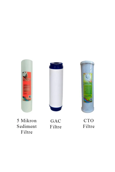 Watergold Açık Kasa Üçlü (3'lü) Ekonomik Filtre Seti (sediment-gac-cto) ürün görseli 1