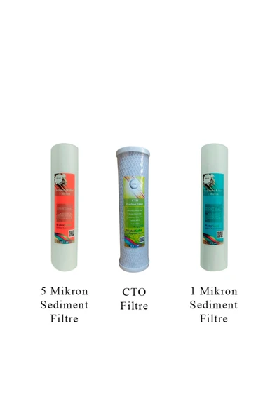 Watergold Açık Kasa Üçlü (3'lü) Ekonomik Filtre Seti (sediment 5 Mic-cto-sediment 1 Mic) ürün görseli 1