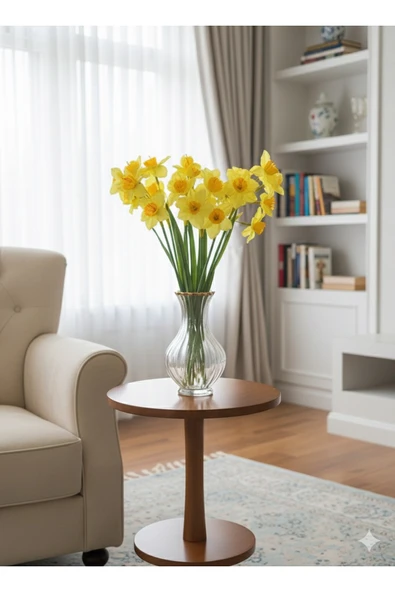 YASİMA YAPAY NERGİS 3 KAFALI SARI RENK 12 ÇİÇEKLİ 50 CM BOYUNDA EV DEKOR SÜS VAZO DEKOR ÇİÇEĞİ ürün görseli 1