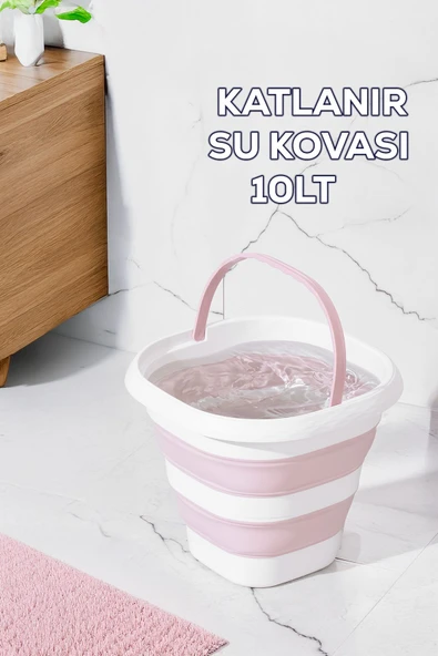 Porsima 1175-1 Damla Katlanabilir Silikon Su Kovası 28x30cm Banyo Balkon Temizlik Kovası 10 Lt. - Pudra ürün görseli 1
