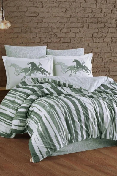 Cascade Çift Kişilik Poplin Nevresim Takımı Yeşil ürün görseli 1