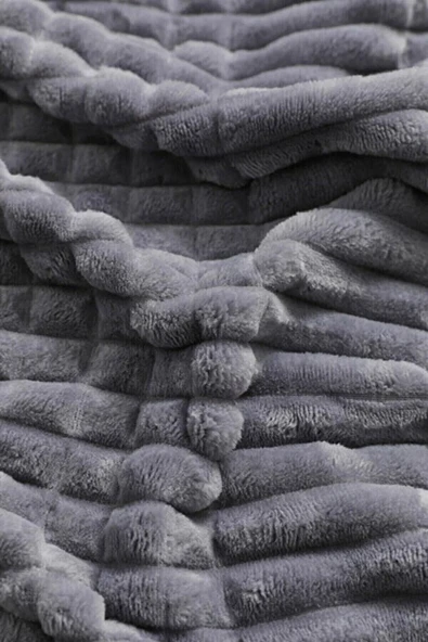 Merinos Modern Line 3 Parça Battaniye Seti - Koyu gri Antrasit ürün görseli 1