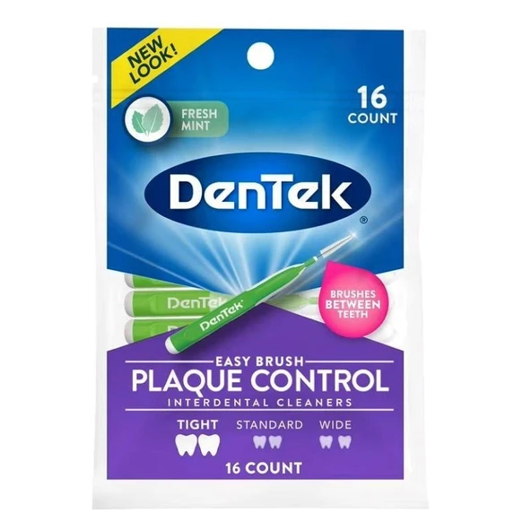 DenTek Easy Brush Gelişmiş Temiz Plak Kontrolü Diş Arası Temizleyicileri Sıkı 16 Adet ürün görseli 1