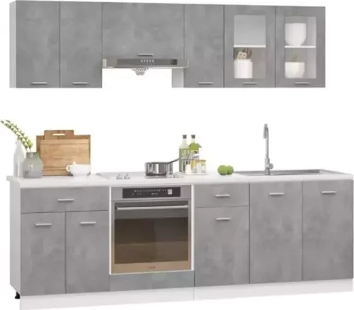 Tdesigno Tuana Mutfak 210 Cm Tezgah Dahil - Beton Görünümlü Kapak ürün görseli 1