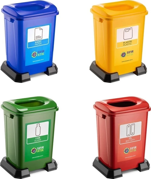 BvLX Sıfır Atık Geri Dönüşüm Çöp Kutusu Kovası 50 lt 4lü Set ürün görseli 1