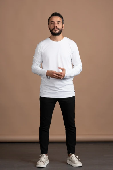 Regular Fit Bisiklet Yaka Rayon Kumaş Full Likralı Uzun Kol Sweatshirt ürün görseli 1